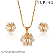 62654-Xuping 18k banhado a ouro jóias finas elegante conjunto de jóias de cristal